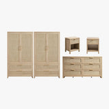 Savanna 6 Drawers Dresser, Wardrobe and Nightstand Sets - 2 Pieces - Reclaimed Light Oak