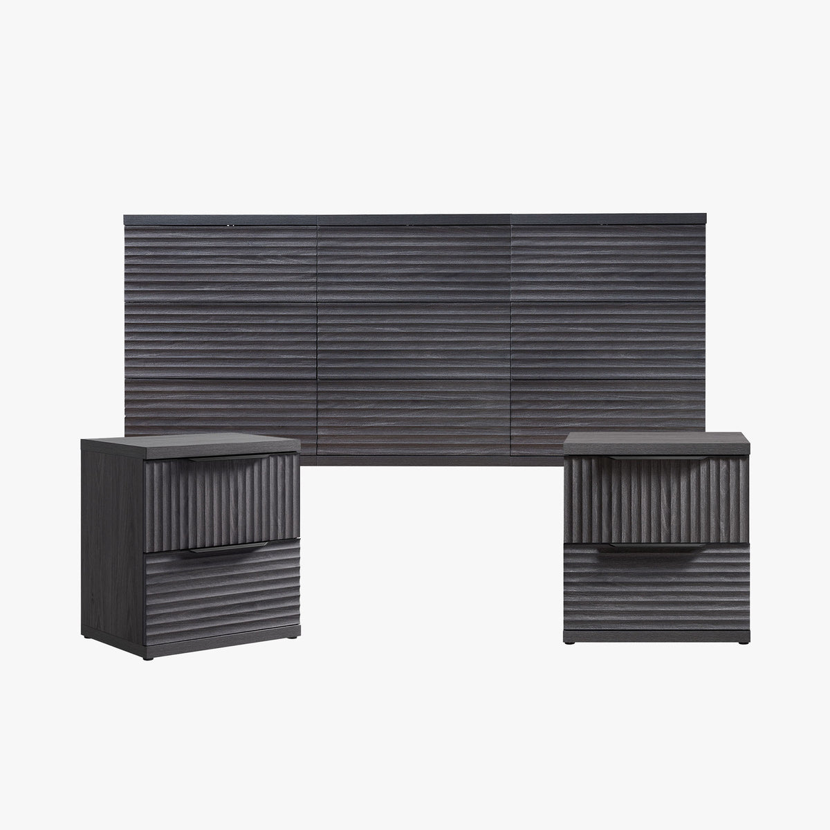Stria Chest of 9 Drawers and Nightstands Set