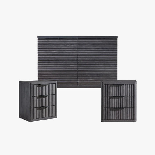 Stria 6 Drawers Chest and Nightstands Set