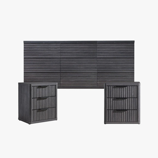 Stria 9-Drawer Dresser and Cas Nightstands Set