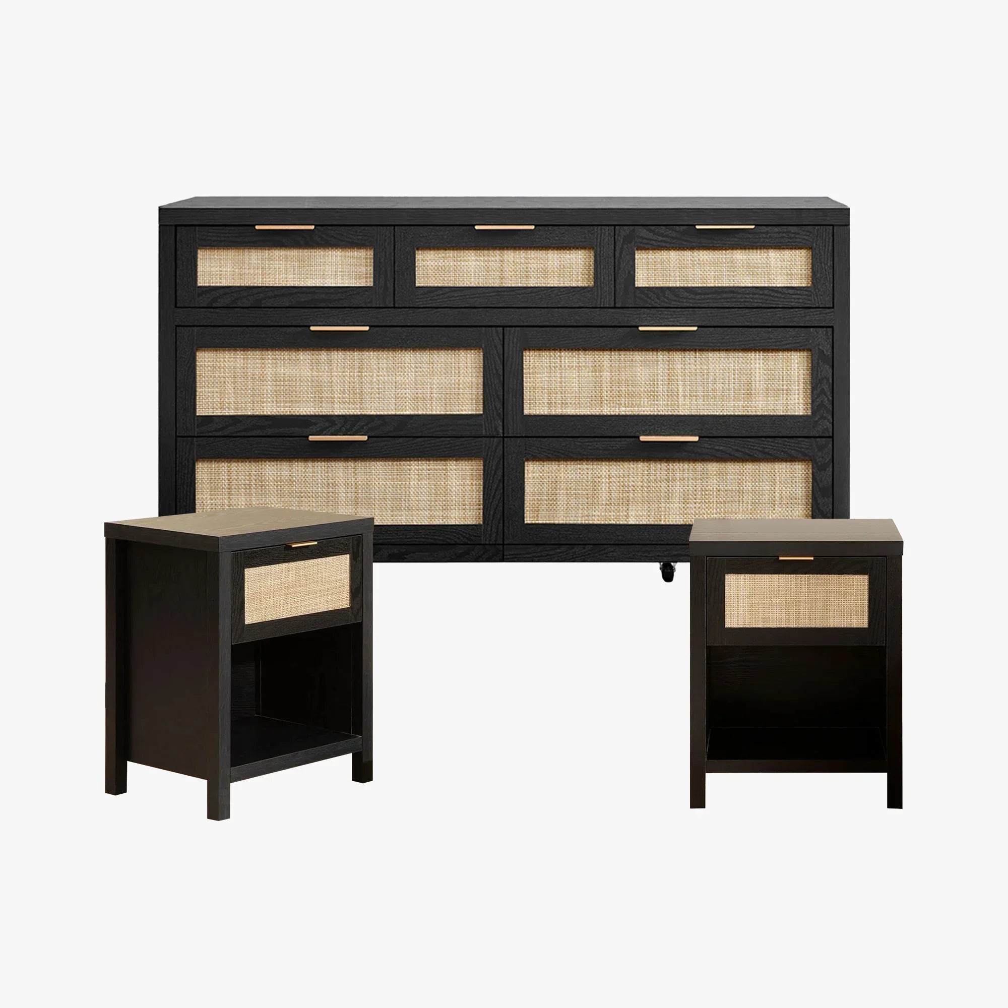Savanna Nightstand Dresser with Drawers Rattan black Oak for Bedroom – SICOTAS Savanna Nightstand Dresser with Drawers Rattan black Oak for Bedroom – SICOTAS