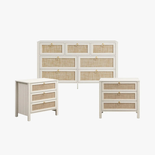 Terra Dresser and 3 Drawers Nightstands Set