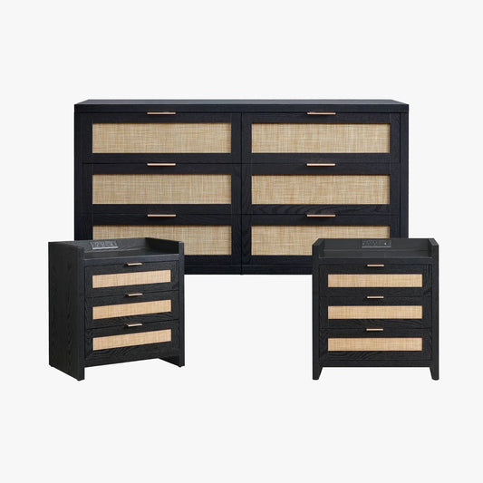 Savanna 6 Drawers Dresser and Nightstands Sets