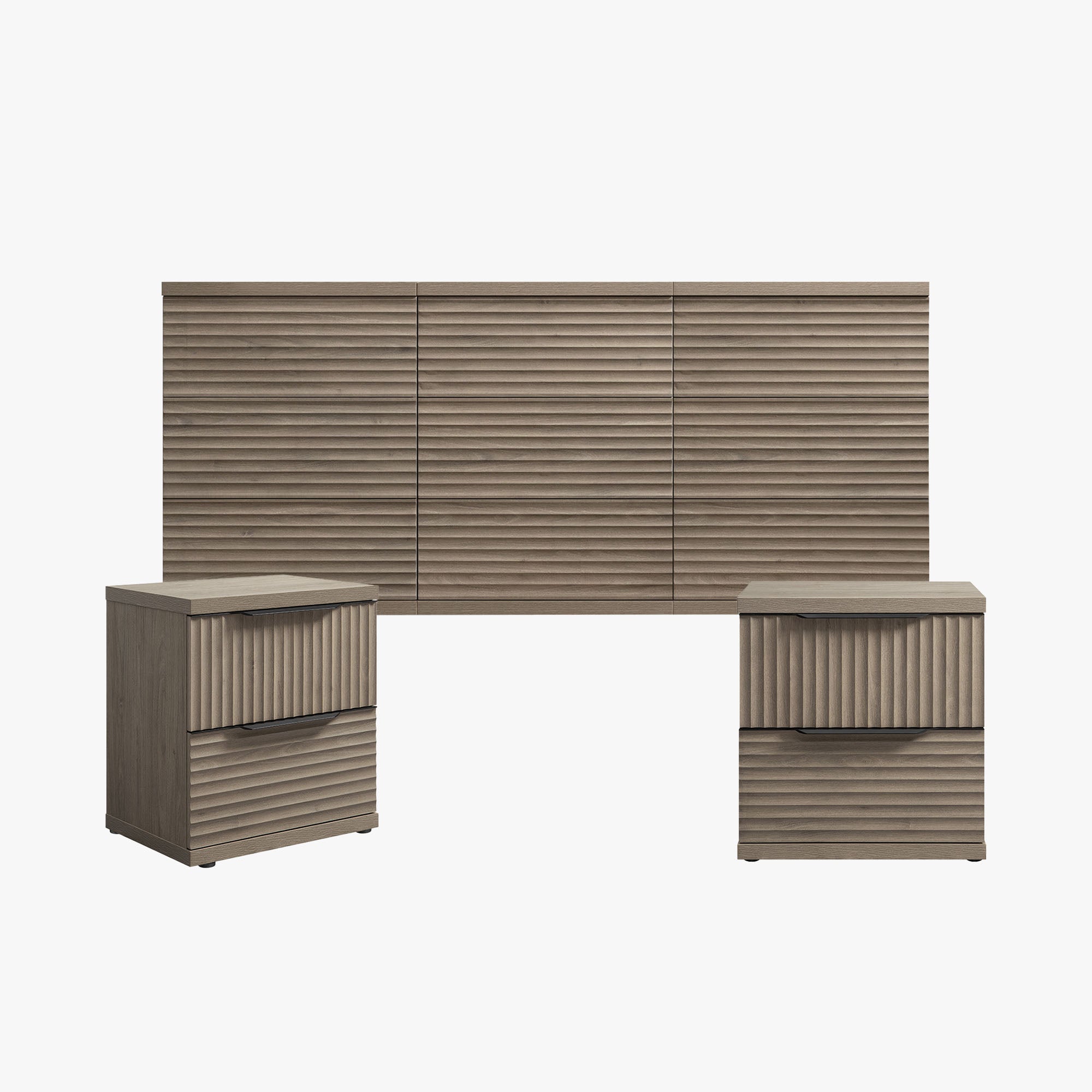 Stria Dresser and Nightstands Set, Large Storage