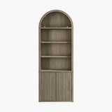 Cas Arched Bookcase with 2 Doors, 82 Inches Tall - Grey Alder - 1 Piece
