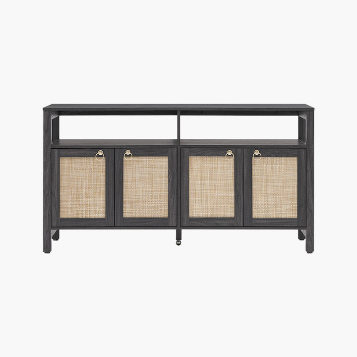 Terra White TV Stand for 65 Inch TV - 1 Piece - Obsidian