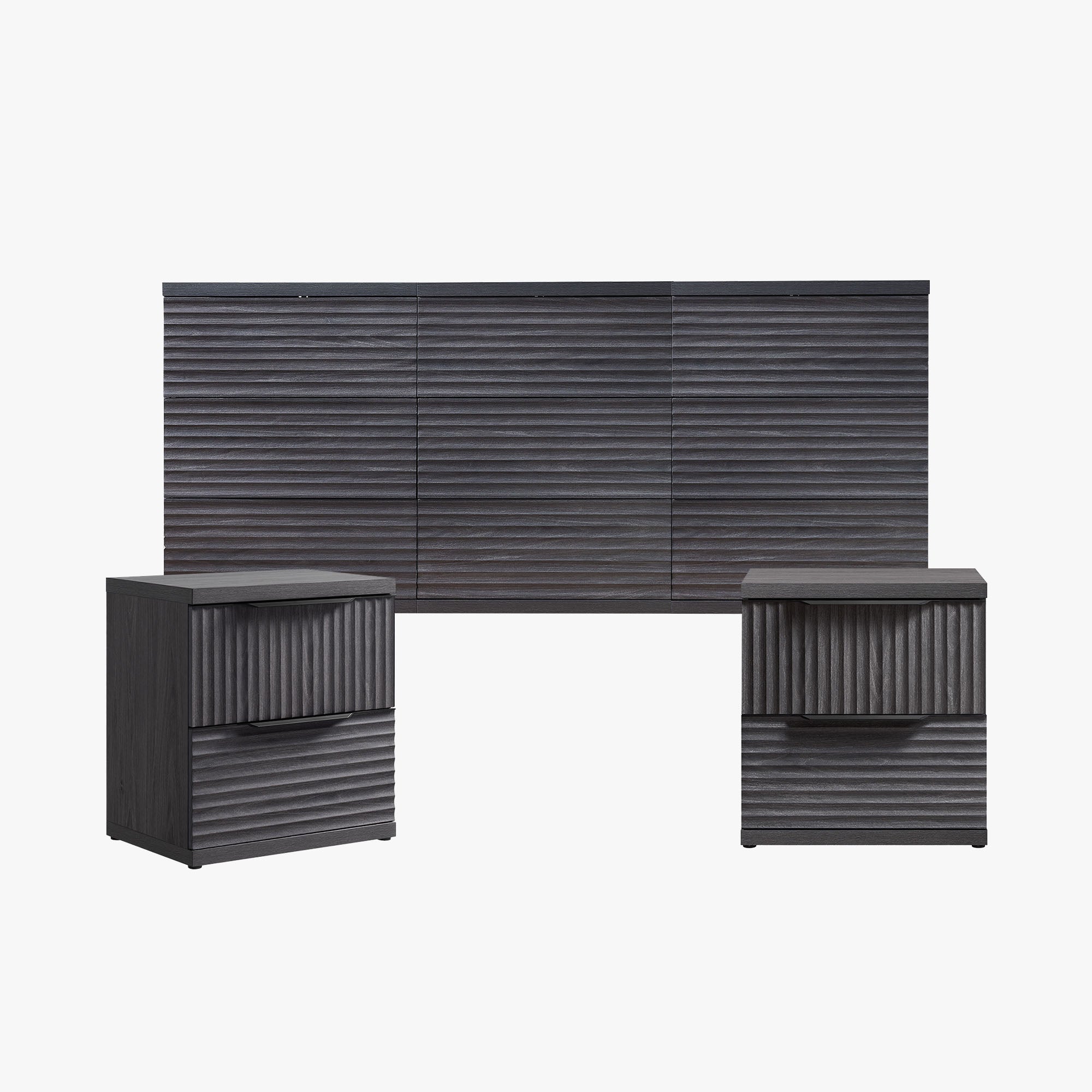 Stria Dresser and Nightstands Set, Large Storage