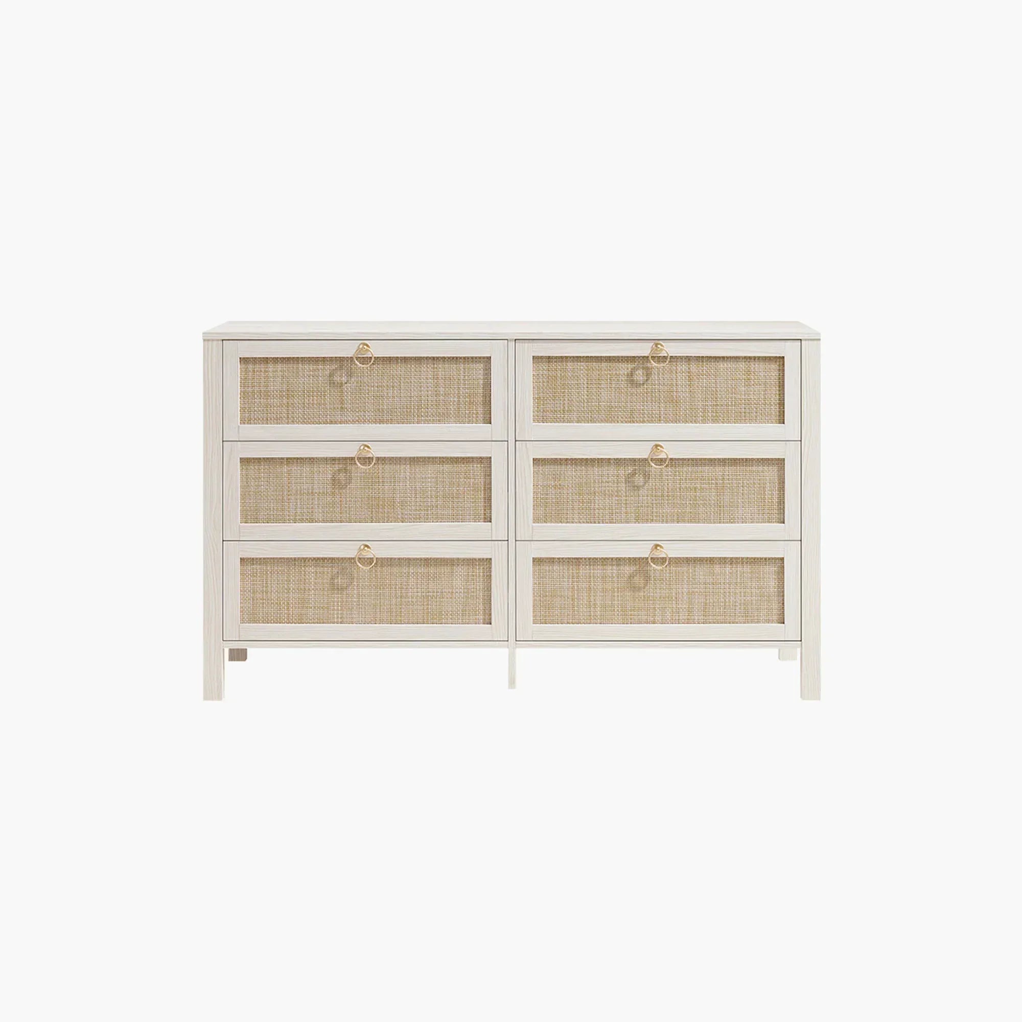 beige and white dresser Terra White 6-Drawer Dresser